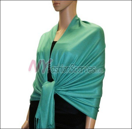 Silky Soft Solid Pashmina <br>Light Sea Green