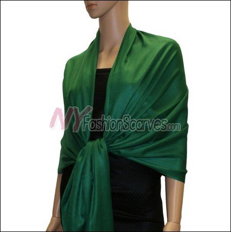 Silky Soft Solid Pashmina <br>Forest Green