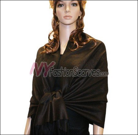 Paisley Jacquard Pashmina<br> Black w/ Coffee
