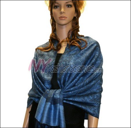Paisley Jacquard Pashmina<br>Slate Blue
