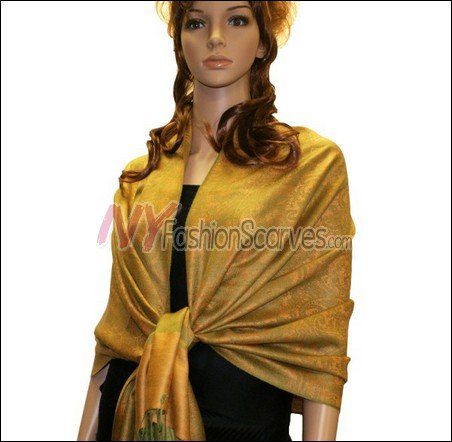 Paisley Jacquard Pashmina<br>Gold