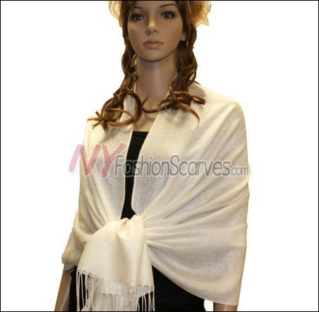 Paisley Jacquard Pashmina<br>Ivory
