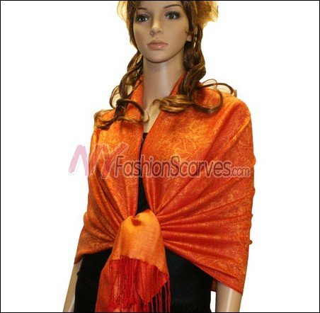 Paisley Jacquard Pashmina<br>Orange