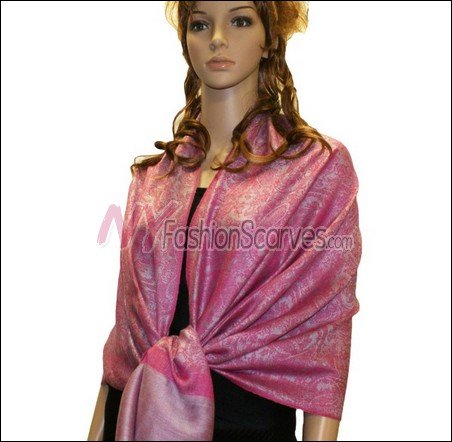 Paisley Jacquard Pashmina<br>Medium Violet Red