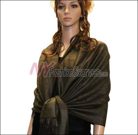 Paisley Jacquard Pashmina<br>Dark Olive