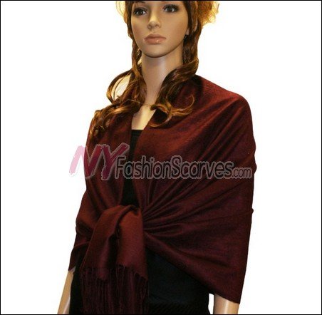 Paisley Jacquard Pashmina<br>Burgundy