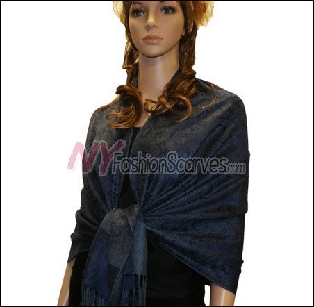 Paisley Jacquard Pashmina<br>Navy