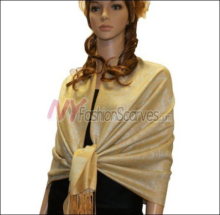 Paisley Jacquard Pashmina<br>Pearl Yellow