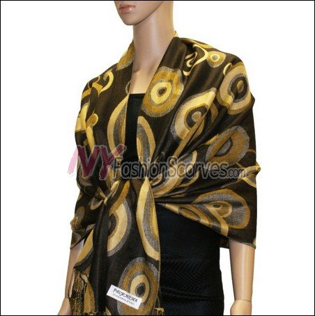 Multi Colored Circle Pashmina <br>Coffee