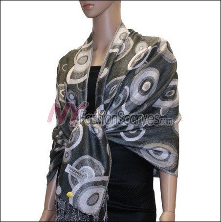 Multi Colored Circle Pashmina <br>Light Grey