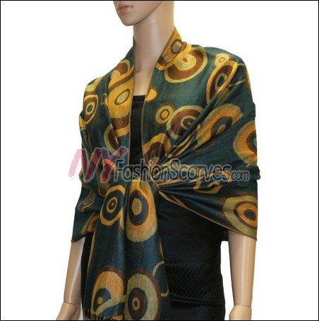 Multi Colored Circle Pashmina <br>Teal