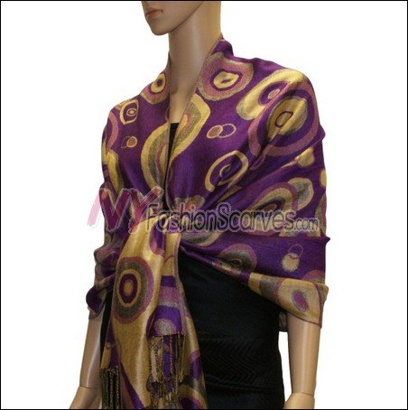 Multi Colored Circle Pashmina <br>Violet