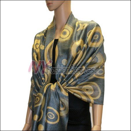 Multi Colored Circle Pashmina <br>Pale Blue