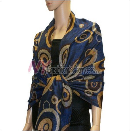 Multi Colored Circle Pashmina <br>Royal Blue