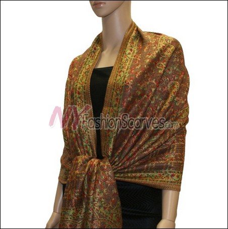 Paisley Grid Shawl <br>#NY052-01