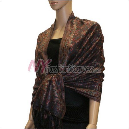 Paisley Grid Shawl <br>#NY052-02