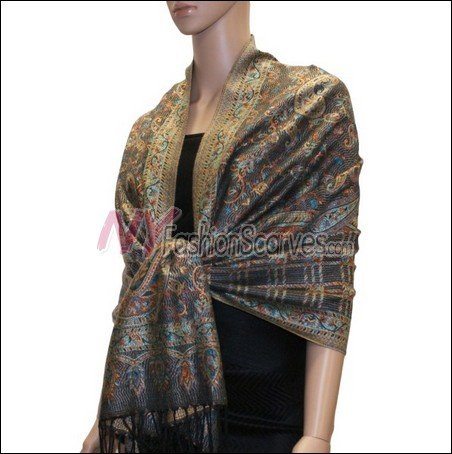 Paisley Grid Shawl <br>#NY052-05