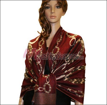 Abstract Circle Shawl <br>Jujube Red
