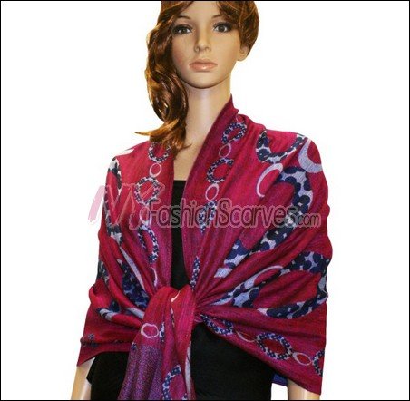 Abstract Circle Shawl <br>Fuchsia Red