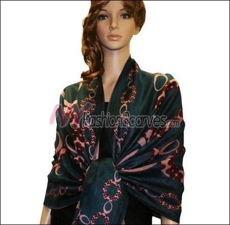 Abstract Circle Shawl <br>Dark Green