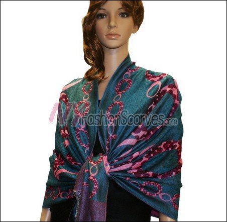 Abstract Circle Shawl <br>Teal