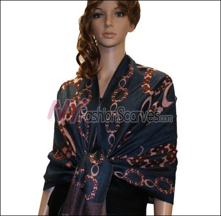 Abstract Circle Shawl <br>Navy
