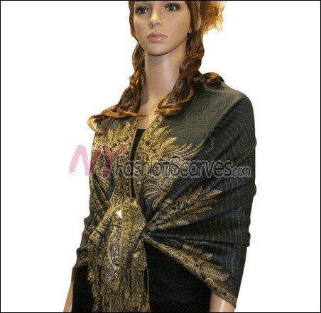 Big Paisley Thicker Pashmina <br>Charcoal