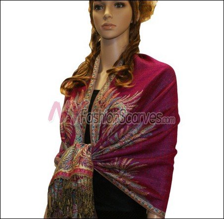 Big Paisley Thicker Pashmina <br>Fuscia