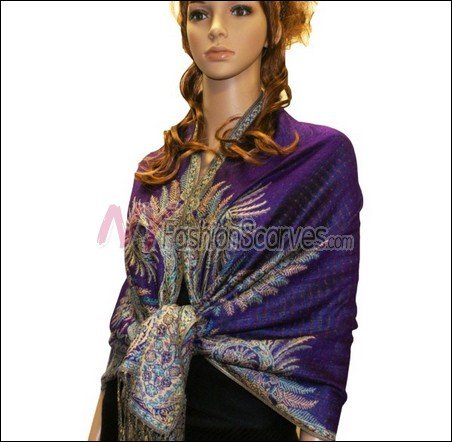 Big Paisley Thicker Pashmina <br>Purple