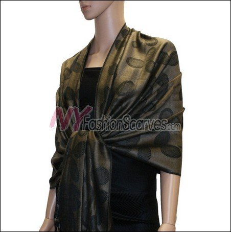Leaf Jacquard Pashmina Scarf <br>Dark Olive