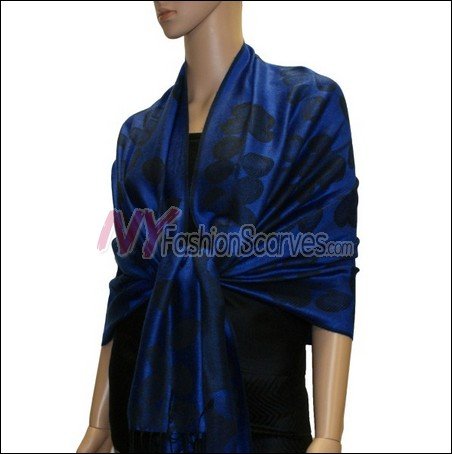 Leaf Jacquard Pashmina Scarf <br>Blue