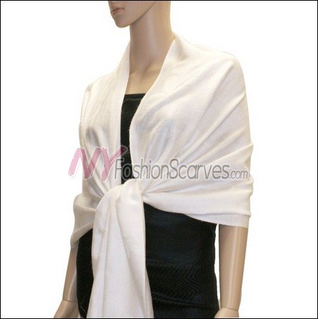 Leaf Jacquard Pashmina Scarf <br>White