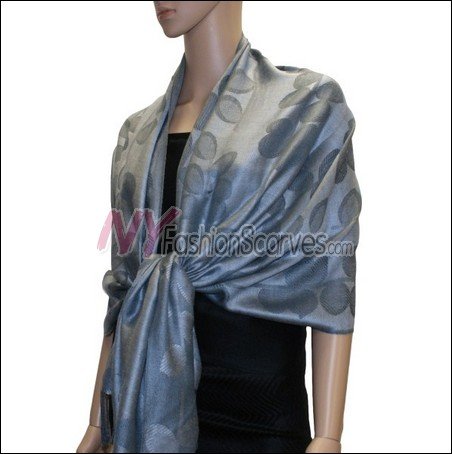 Leaf Jacquard Pashmina Scarf <br>Silver