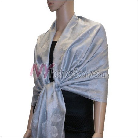 Leaf Jacquard Pashmina Scarf <br>Light Grey
