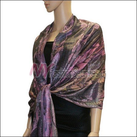 Metallic Stem Flower Shawl 06
