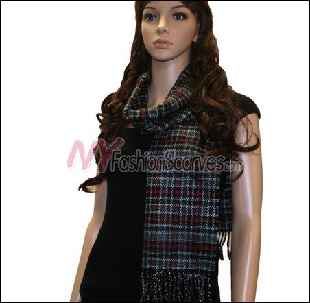Checker Cashmere Feel Scarf <br>NY38-04