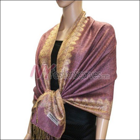 Border Patterned Pashmina<br>Pale Violet Red