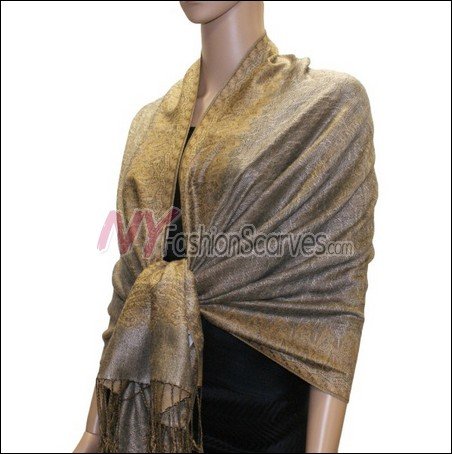 Border Patterned Pashmina<br>Pale Goldenrod