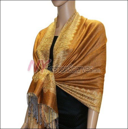 Border Patterned Pashmina<br>Sandy Brown