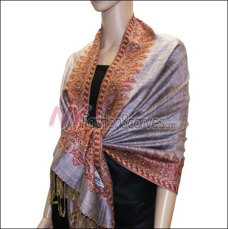 Border Patterned Pashmina<br>Light Purple