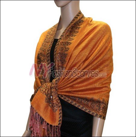 Border Patterned Pashmina<br>Orange