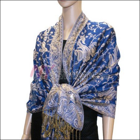 Small Paisley Pashmina <br> Royal Blue