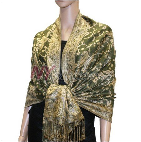 Small Paisley Pashmina <br>Army Green