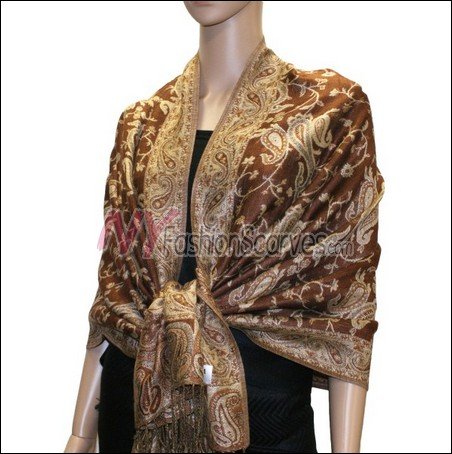 Small Paisley Pashmina <br>Brown