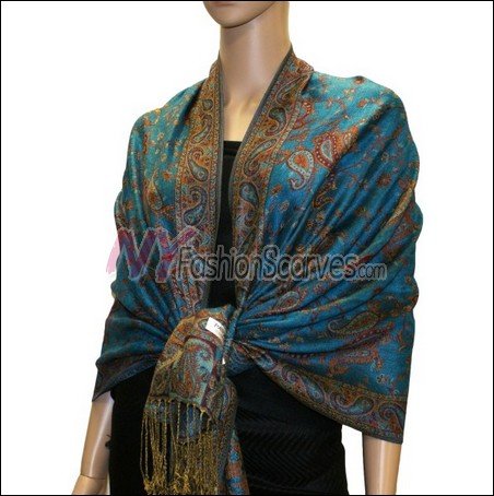 Small Paisley Pashmina <br>Turquoise