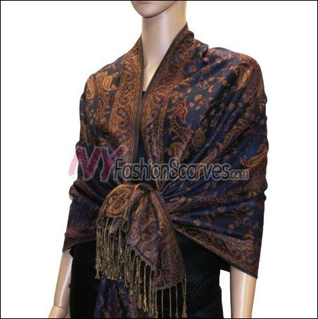 Small Paisley Pashmina <br>Navy