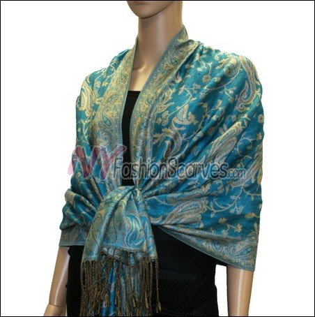 Small Paisley Pashmina <br>Teal
