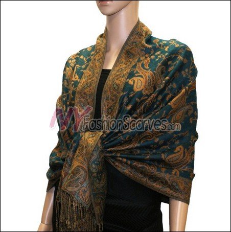Small Paisley Pashmina <br>Dark Green