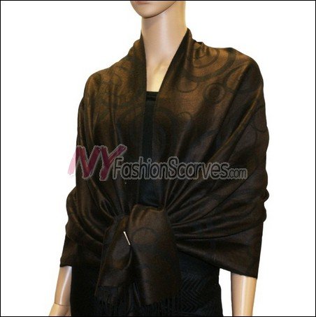 Multi Circle Soft Pashmina <br>Black w/ Coffee
