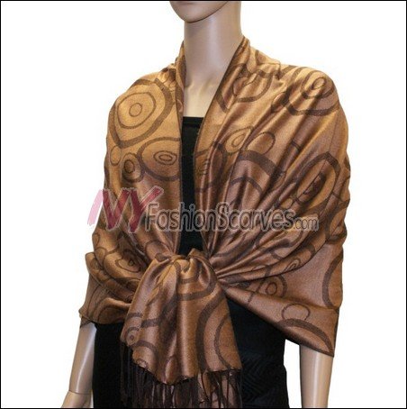 Multi Circle Soft Pashmina <br>Black w/ Light Tan
